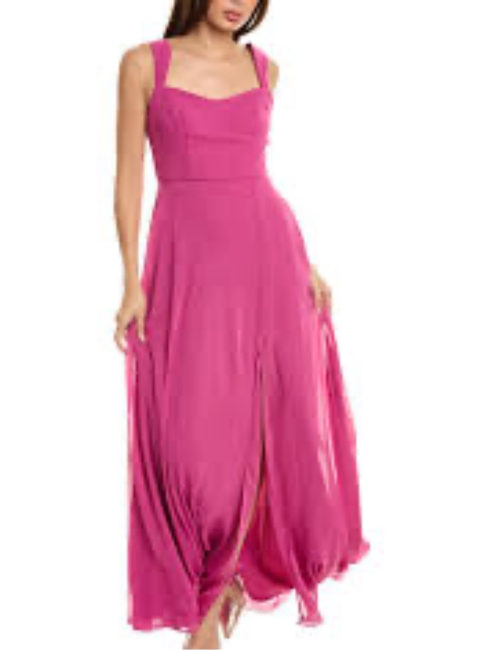After Six Magenta Square-Neck Chiffon Maxi Dress